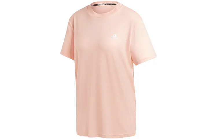 Adidas T-Shirts Women's Hazy Coral Powder Crew Neck Moderate Straight Fit