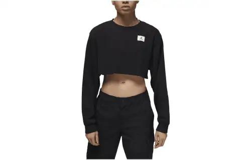 Jordan Crop Tops Women's Black Crew Neck Moderate