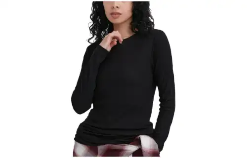 UNIQLO T Shirts Women's Black Crew Neck Thin Straight Fit
