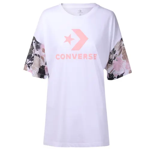 Converse T Shirts Women's White Crew Neck Moderate