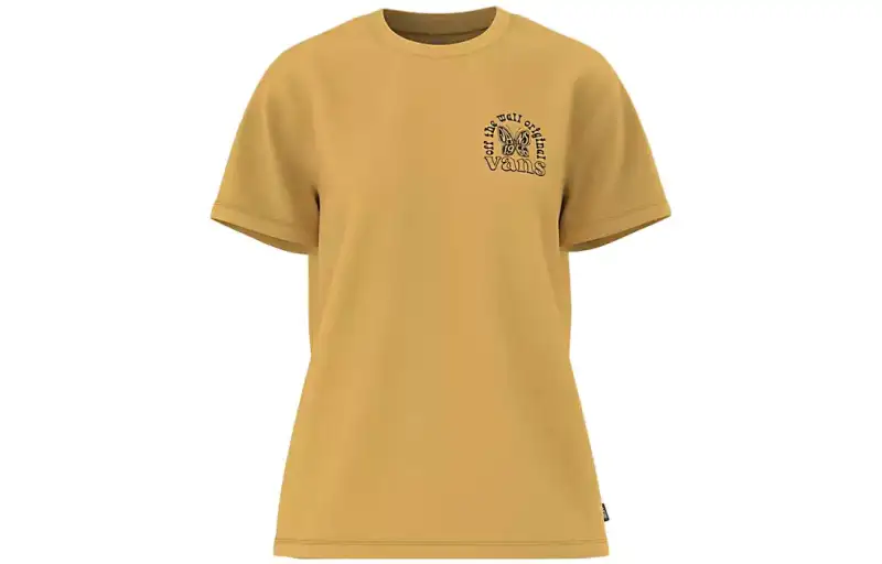 Vans T Shirts Women's Yellow Crew Neck Moderate Straight Fit