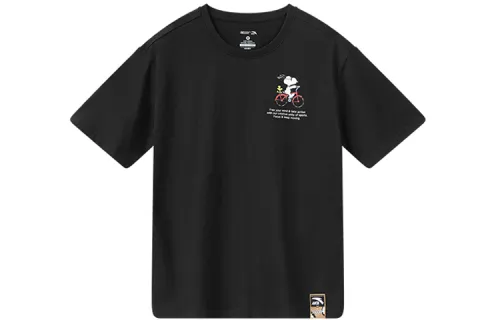 Anta x Snoopy Drop Shoulder Sleeve T Shirt Women's Black
