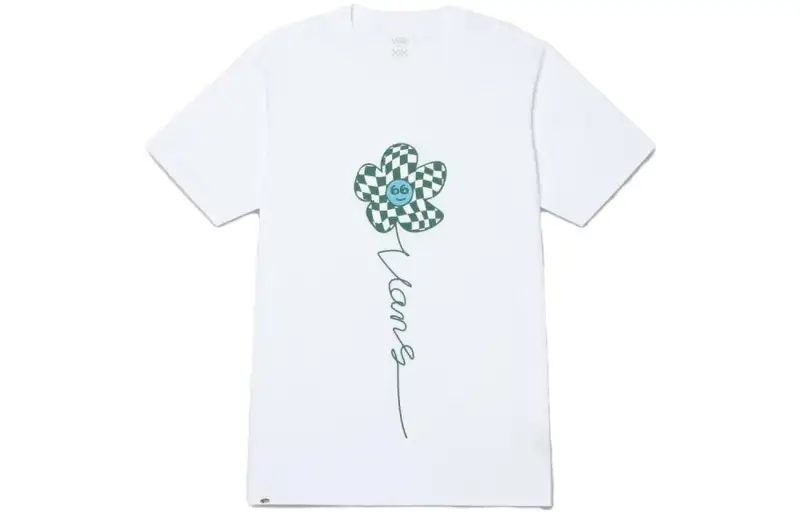 Vans T Shirts Women's White Crew Neck Moderate Straight Fit