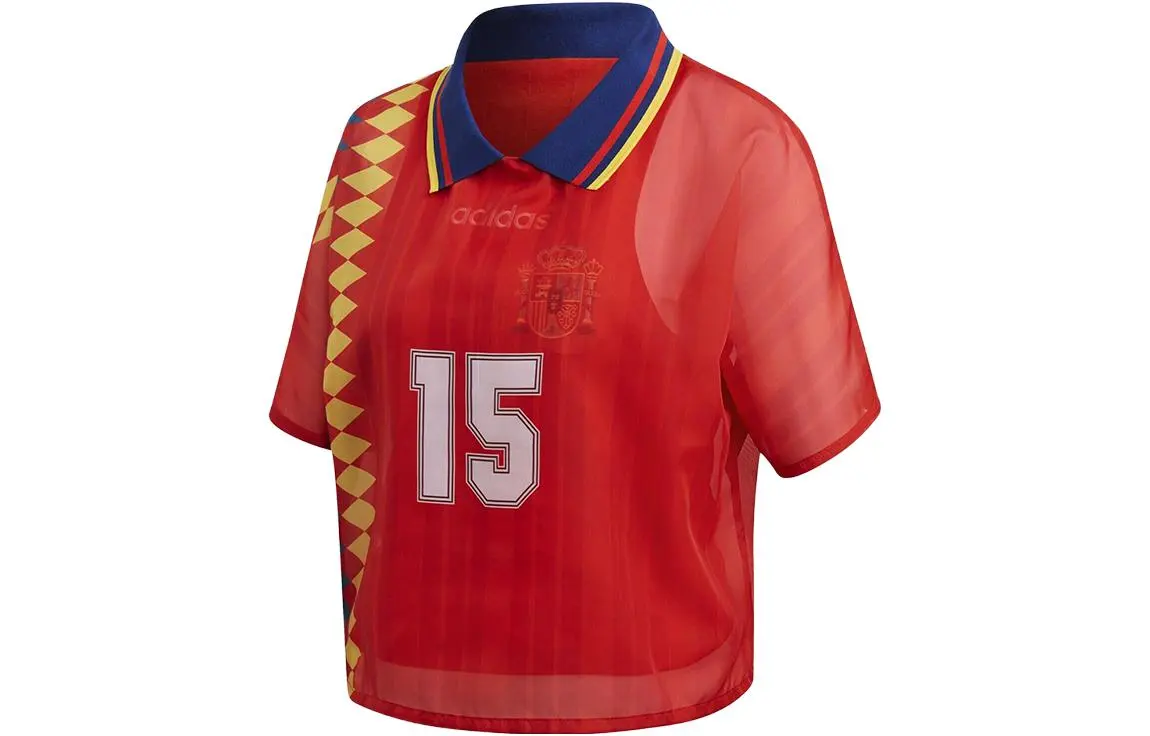 Adidas Originals T-Shirts Women's Red Lapel Moderate Straight Fit