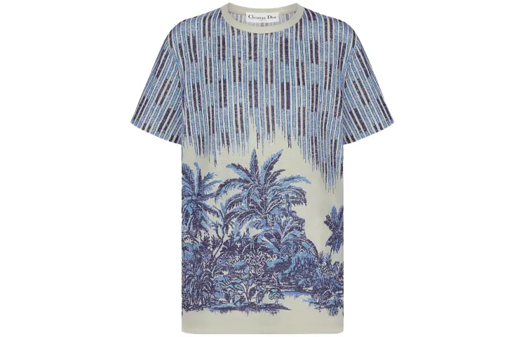 DIOR SS21 Drop Shoulder Sleeve T Shirt Women's Blue