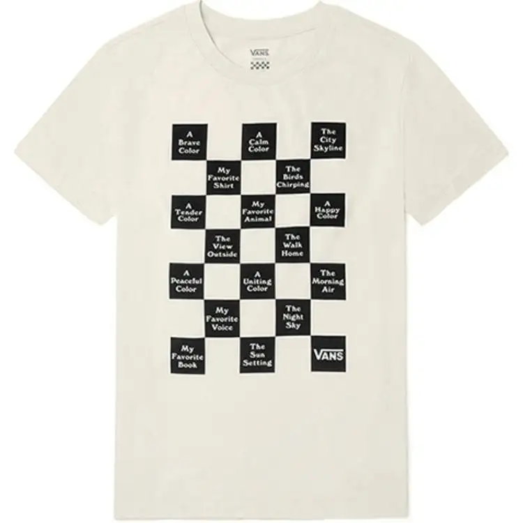 Vans T Shirts Women's Ecru Crew Neck Moderate Straight Fit