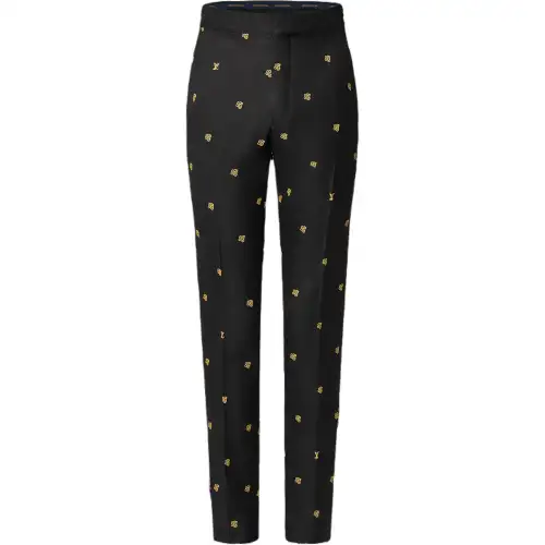 LOUIS VUITTON Embroidered Wool Blend Evening Cigarette Pants