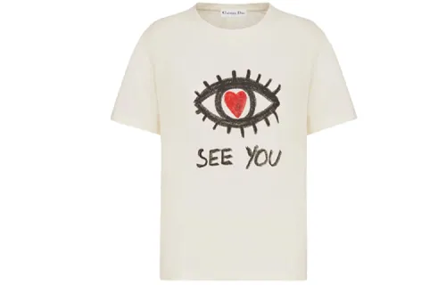 DIOR Quarterly New Products T Shirts Women's Ecru Crew Neck Moderate Other