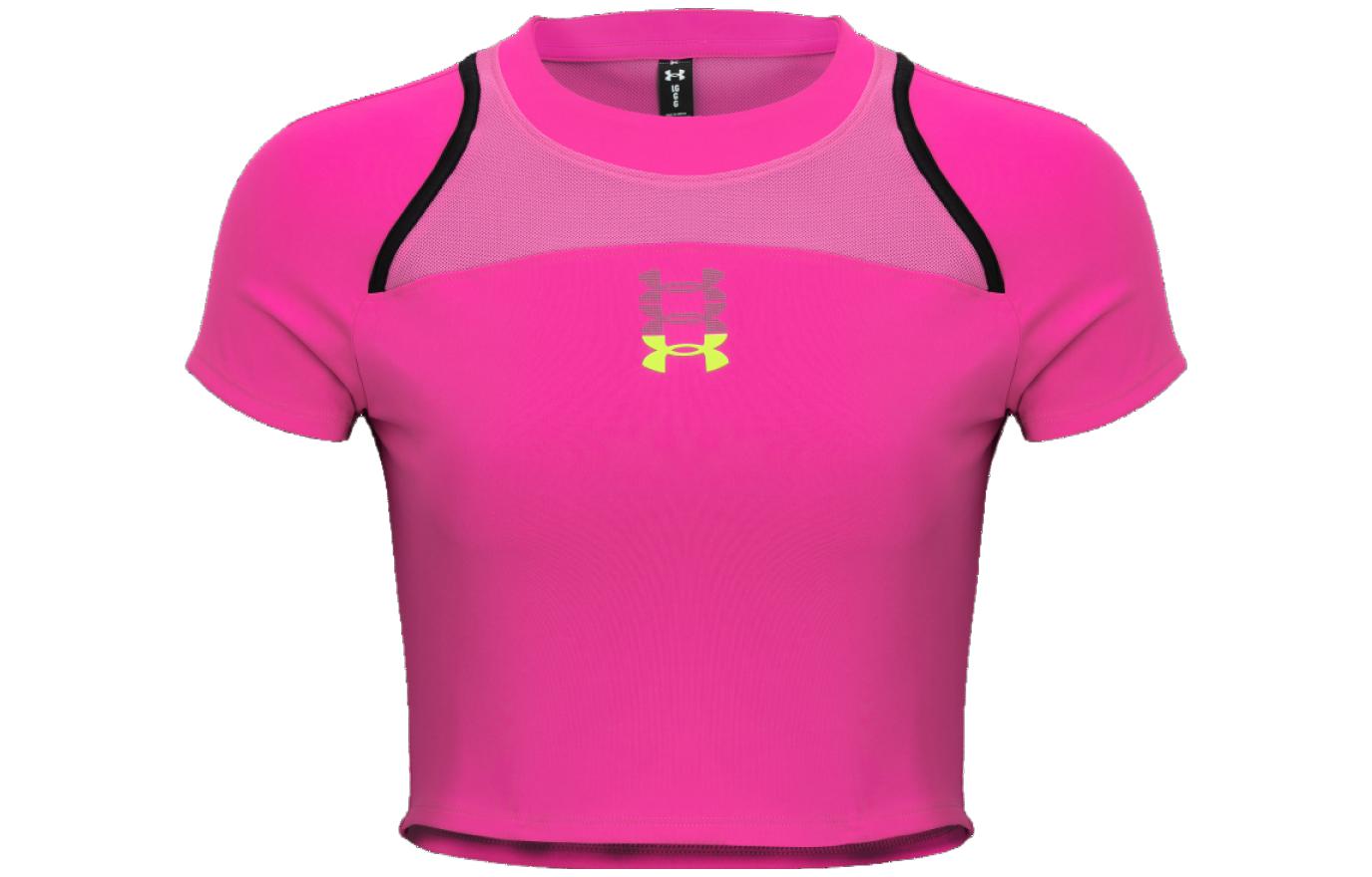 Under Armour Anywhere Crop Tops Women's Rebel Pink Crew Neck Moderate