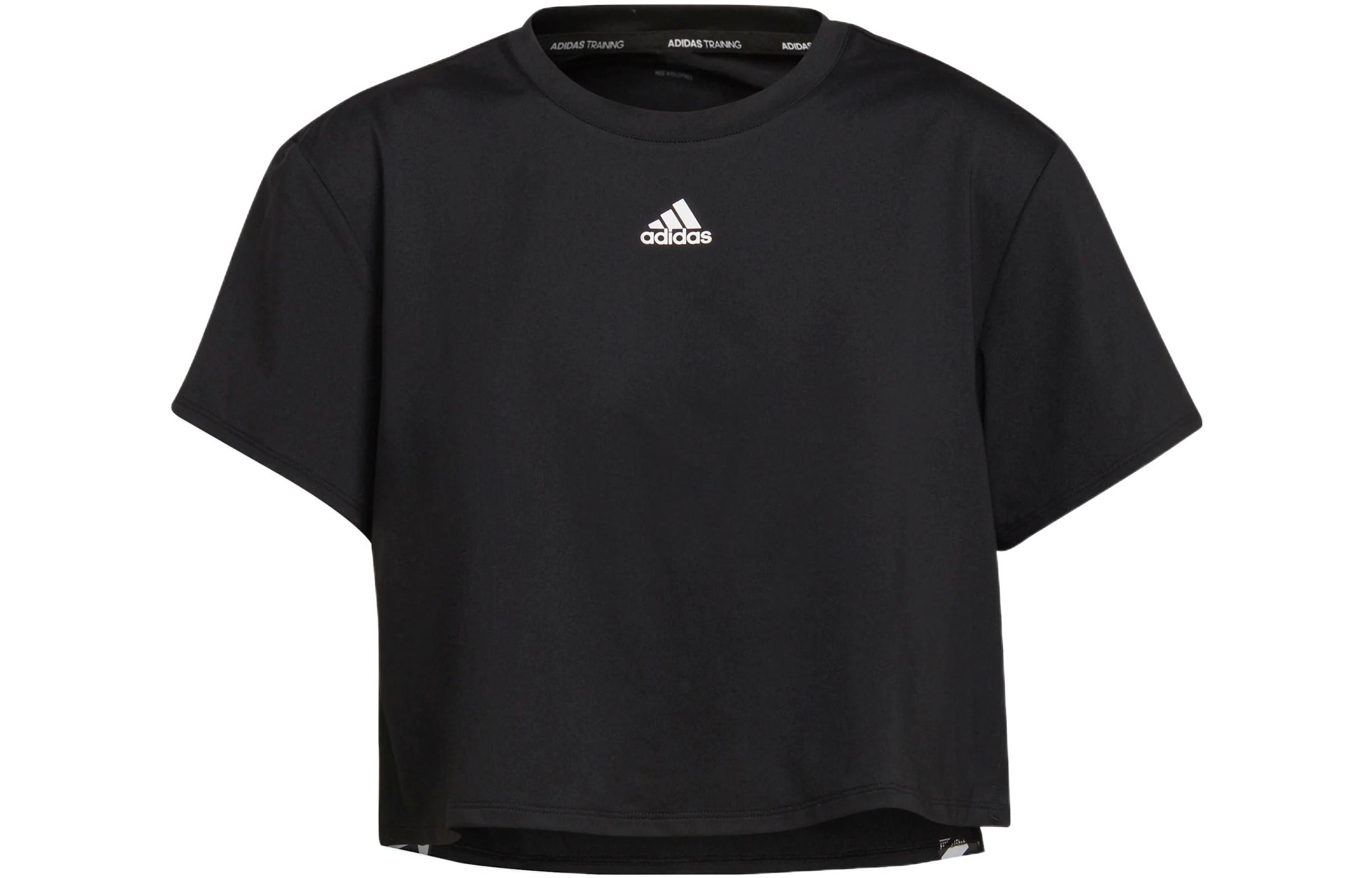 Adidas Crop Tops Women's Black Crew Neck Moderate