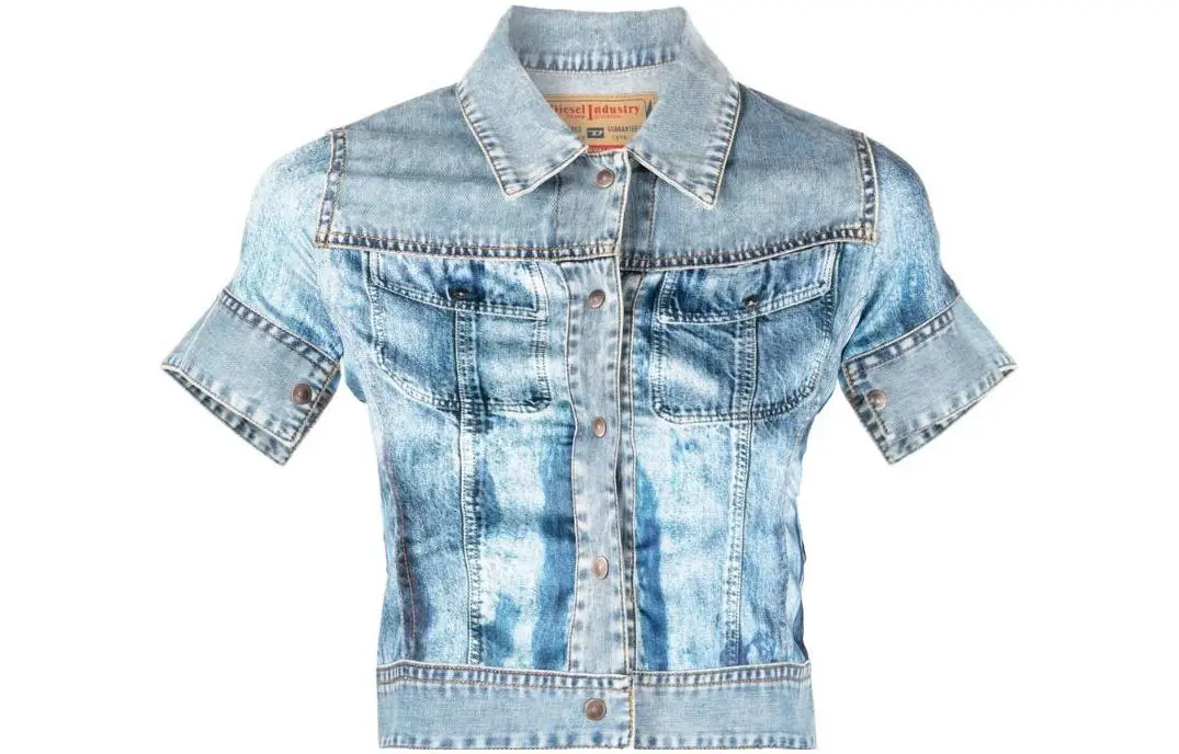 DIESEL Crop Tops Women's Blue Lapel Moderate