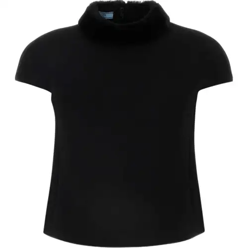 PRADA Back-Zip Short-Sleeved Top