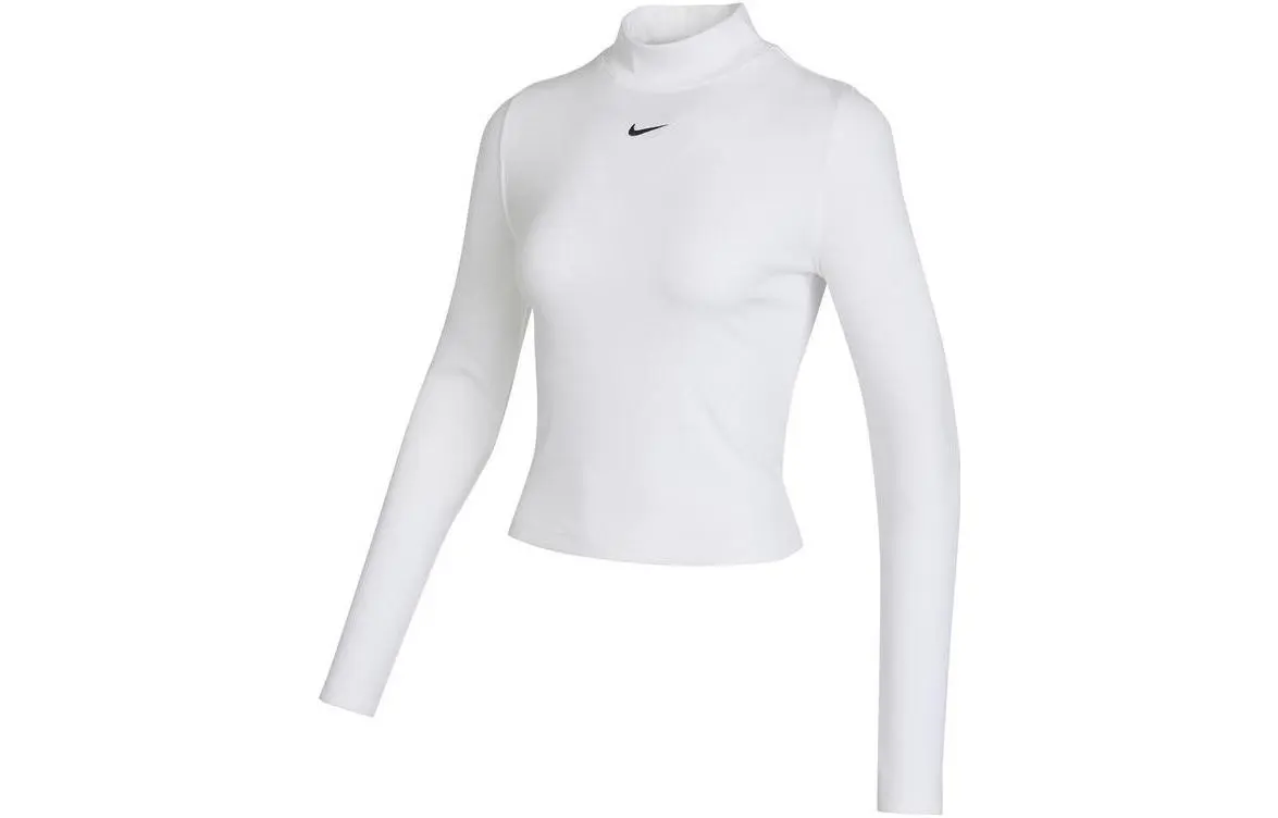 Nike Crop Tops Women's White Stand Collar Moderate