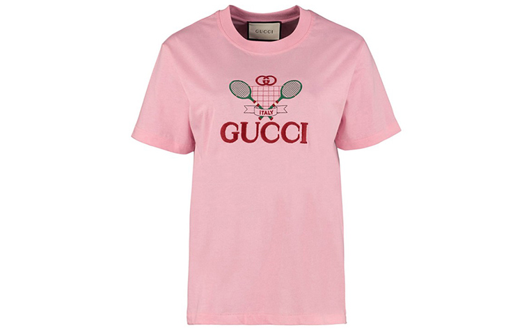Женская футболка Gucci T (розовая) — фото 1