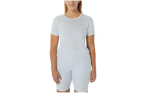 ASICS T Shirts Women's Sky Blue Crew Neck Moderate Straight Fit