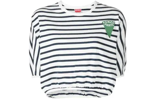 KENZO Crop Tops Women's White Crew Neck Moderate