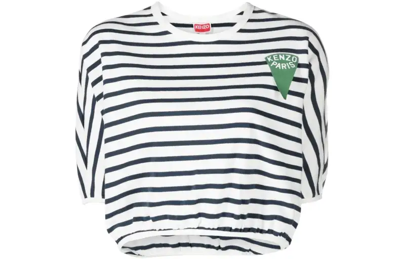 KENZO Crop Tops Women's White Crew Neck Moderate