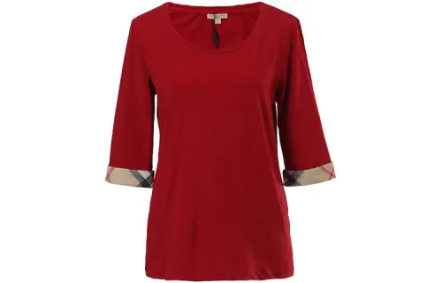 Burberry Women's Cotton Half Sleeve Shirt Red