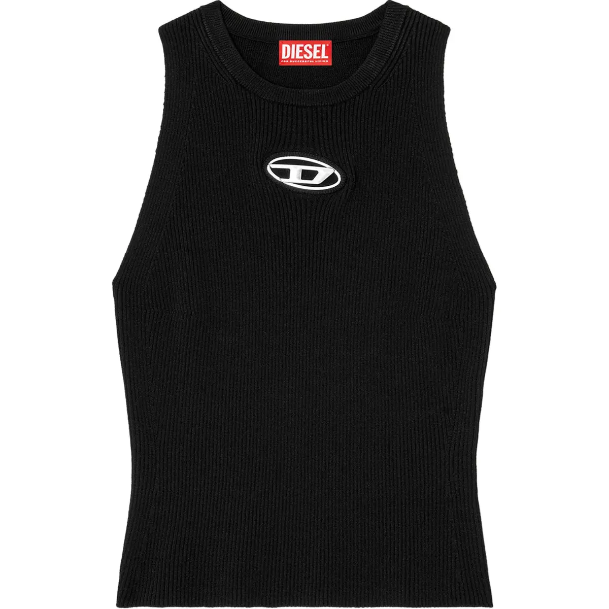 DIESEL M Caddix Logo Plaque Ribbed Knit Top
