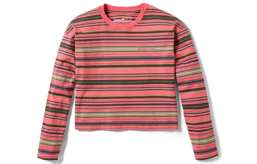 Timberland Crop Tops Women's Shell Pink Crew Neck Moderate