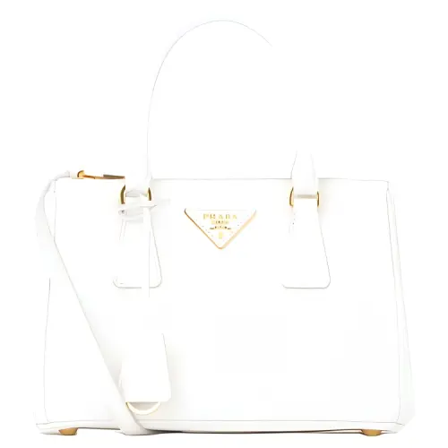 PRADA Leather Shopping Bag Handbag Mini Unisex White