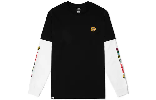 Vans T Shirts Women's Black Crew Neck Moderate Mock Two Piece