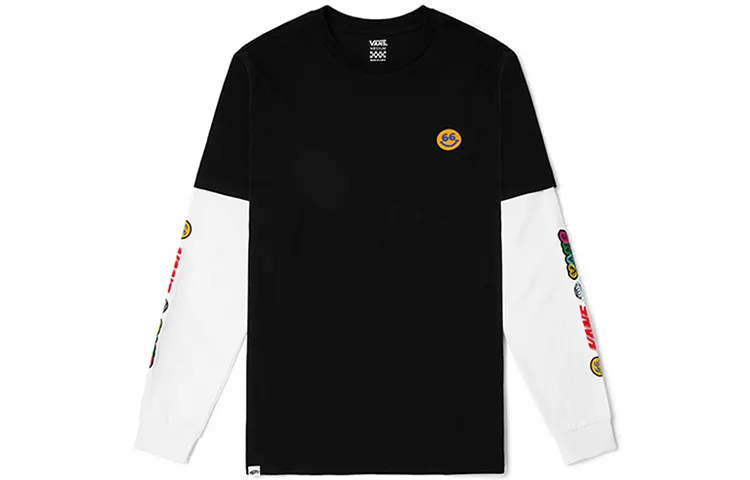 Vans T Shirts Women's Black Crew Neck Moderate Mock Two Piece