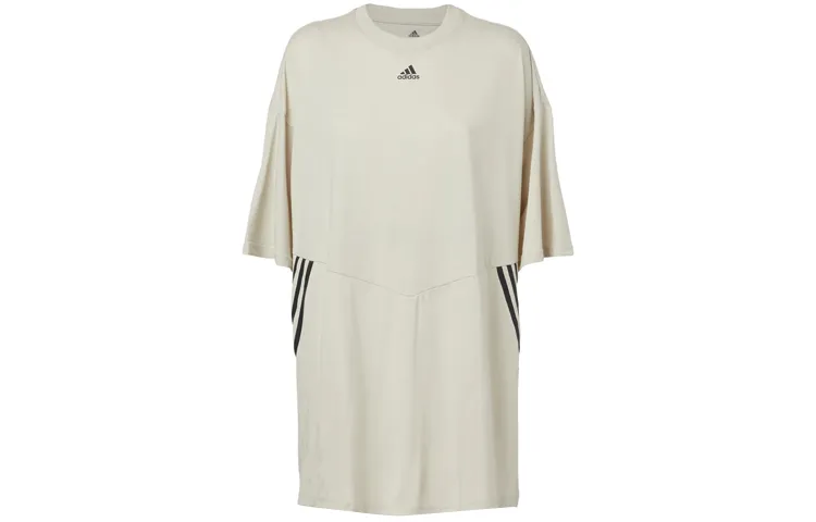 Adidas Drop Shoulder Sleeve T Shirt Women's Bauxite Brown