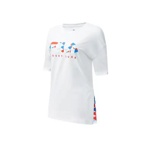 FILA T Shirts Women's White Crew Neck Moderate Straight Fit