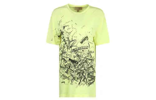 Burberry T Shirts Women's Light Yellow Crew Neck Thin