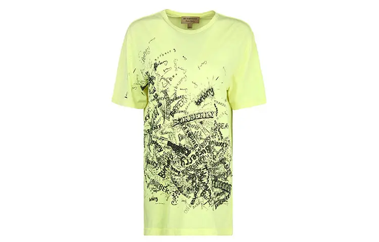 Burberry T Shirts Women's Light Yellow Crew Neck Thin