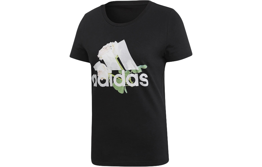 Женская футболка adidas W Mh Flower Tee (черная) — фото 1