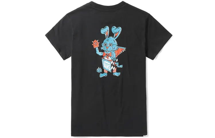 Vans T Shirts Women's Black Crew Neck Moderate Straight Fit