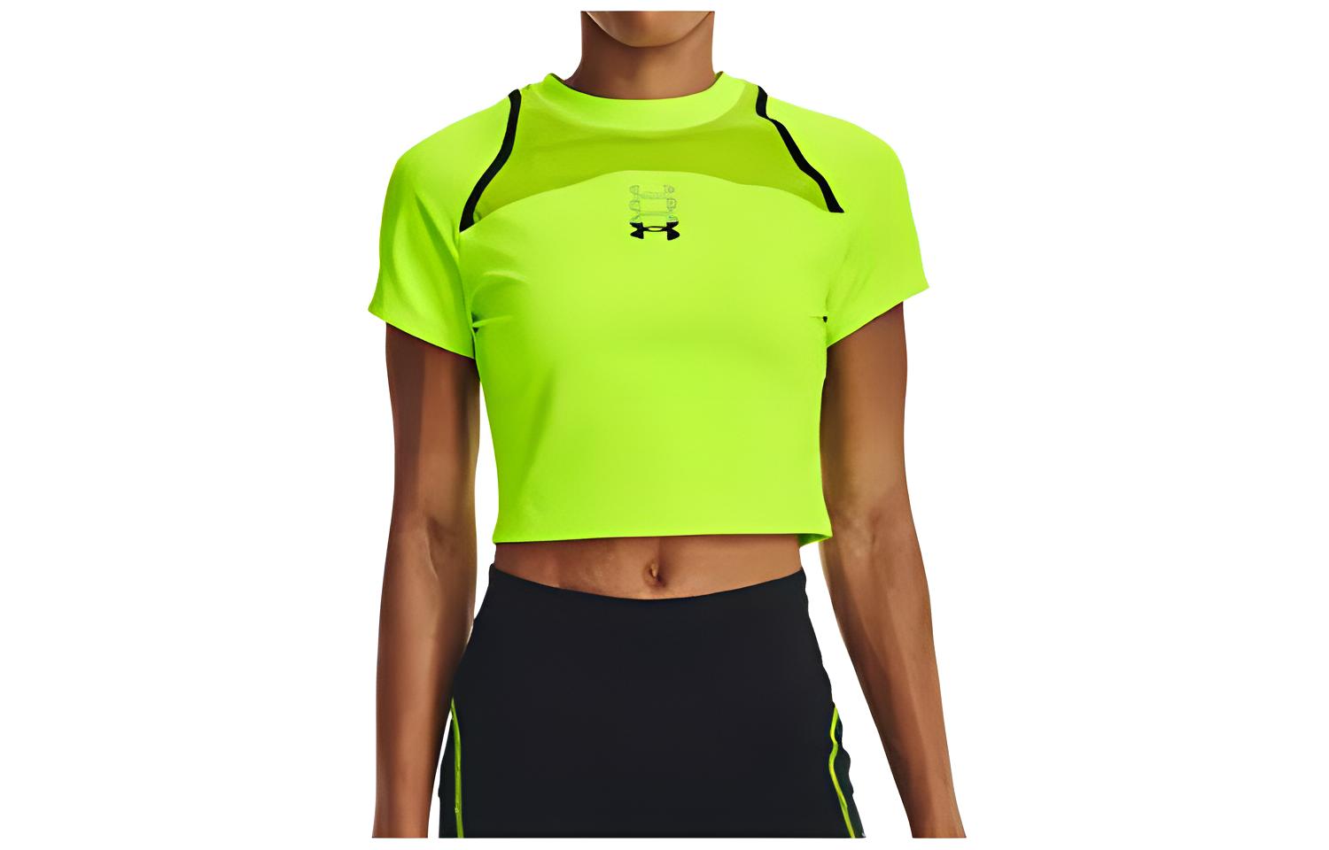 Under Armour Anywhere Crop Tops Women's Green Crew Neck Moderate