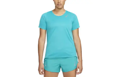 Nike T Shirts Women's Blue Crew Neck Moderate Straight Fit