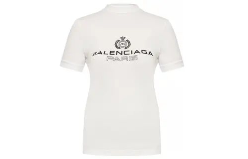 Balenciaga T Shirts Women's White Crew Neck Moderate Straight Fit