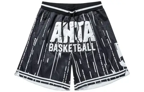 ANTA Basketball Collection Basketball Shorts Men's Black Moderate Straight Fit Pants