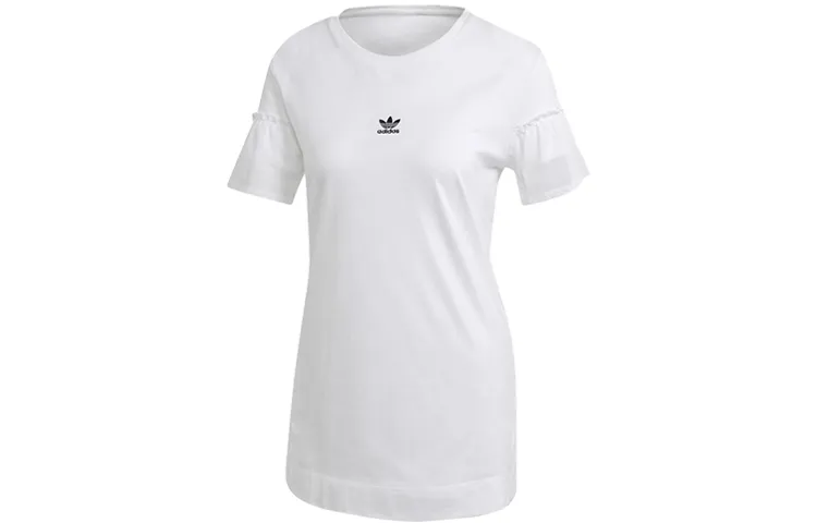 Adidas Originals Tulle T-Shirts Women's White Crew Neck Moderate Straight Fit