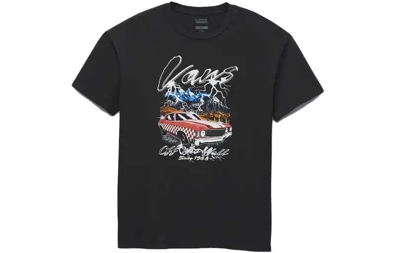 Vans Bolts T Shirts Women's Black Crew Neck Moderate Straight Fit