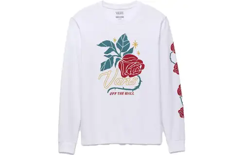 Vans THORNED BOYFRIEND T Shirts Women's White Crew Neck Moderate Straight Fit
