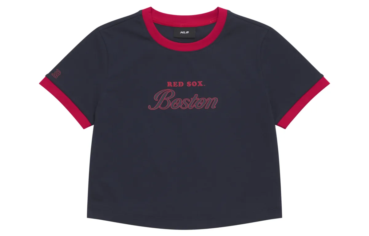 MLB Preppy Style Collection Boston Red Sox SS25 T Shirt Women's Navy Blue