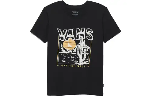 Vans Deserted T Shirts Women's Black Crew Neck Moderate Straight Fit