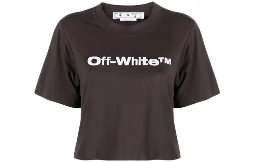 OFF-WHITE cropped logo-print T-shirt