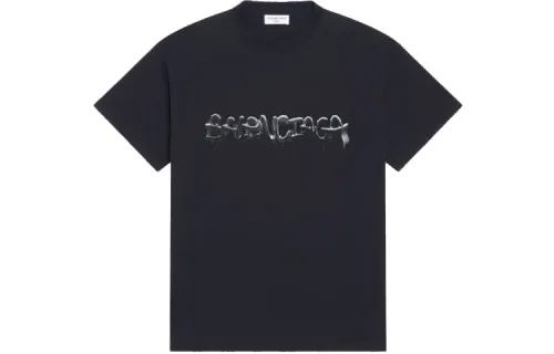 Balenciaga Women's Slime Medium Fit Vintage T Shirt Black