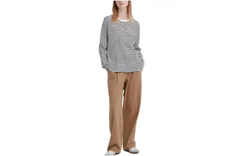 UNIQLO T Shirts Women's Ivory Crew Neck Moderate Straight Fit