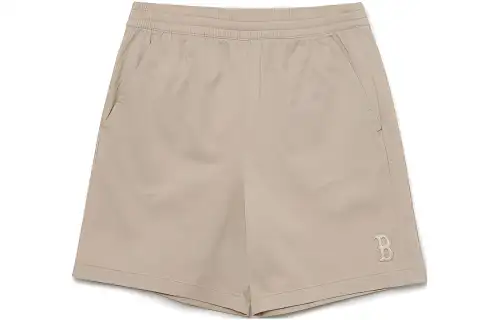 MLB Sports beige shorts, logo embroidery service, loose fit