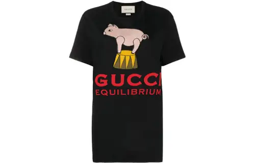 GUCCI T Shirts Women's Black Crew Neck Moderate Straight Fit