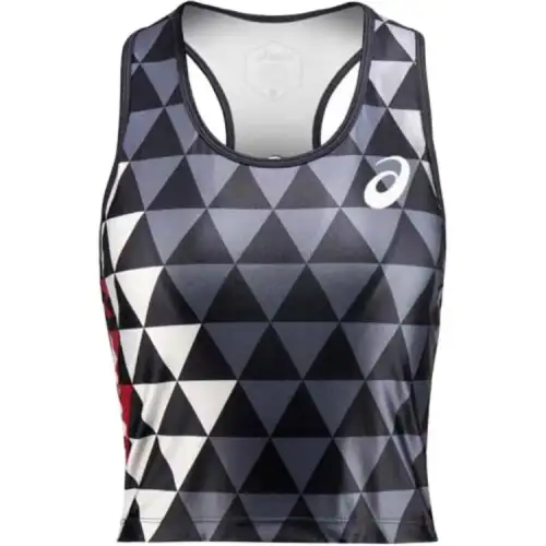 ASICS Tank Tops Women's Black U Neck Moderate Racerback