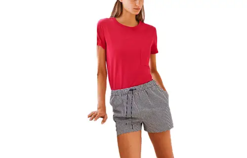 HERMES T Shirts Women's Red Crew Neck Moderate Straight Fit