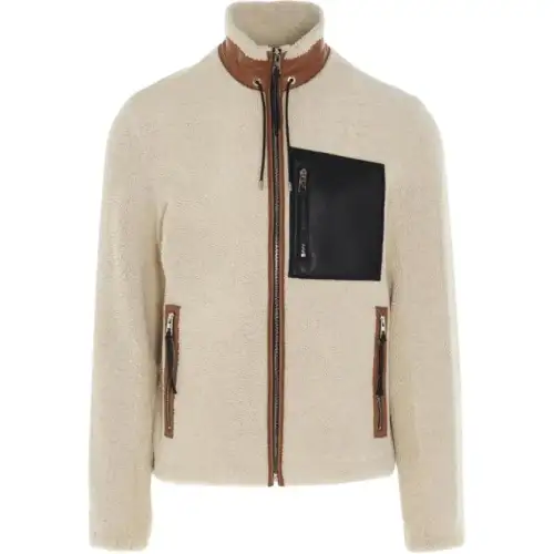 LOEWE Jackets Men's White Stand Collar Moderate Other